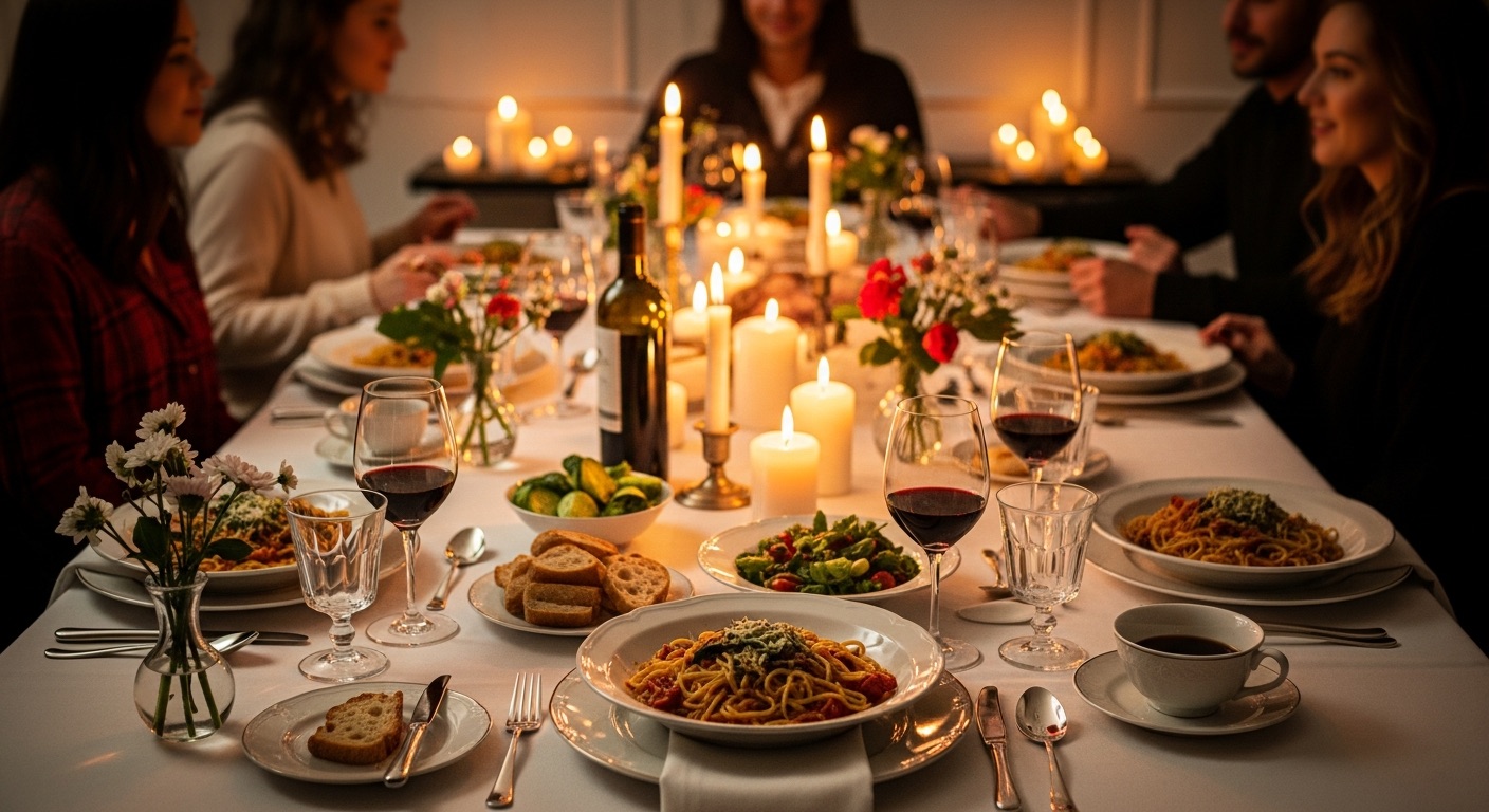 Mesa preparada para celebração privada
